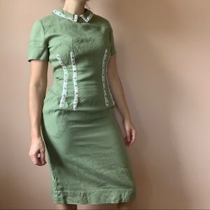 50s/60s Linen Collared Dress